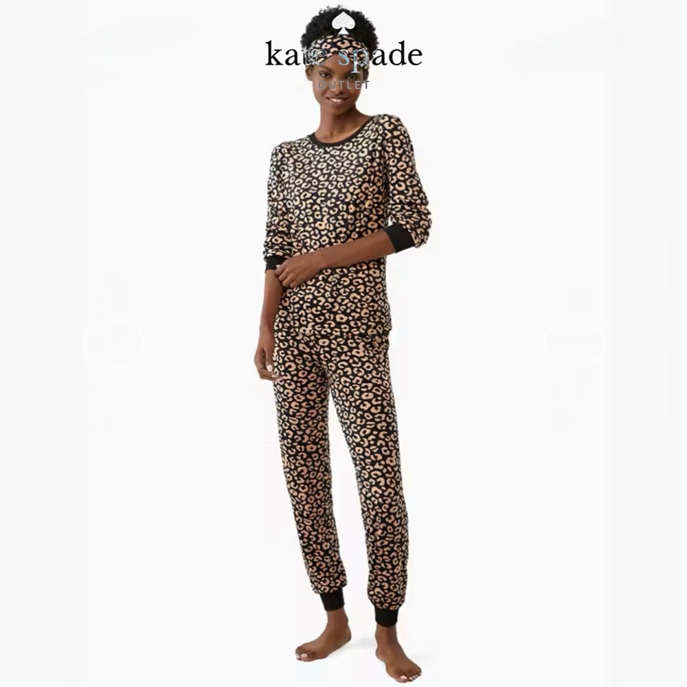 *NEW* with tags Kate Spade velour jogger set, XS leopard print